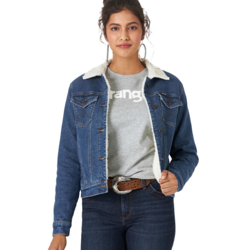 Levi's Women's Jacket Small Sherpa Lined Original Trucker  Denim Jean Dark Wash